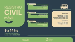 El Registro Civil Móvil estará en las regiones Confluencia y de la Comarca