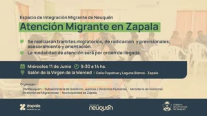 Jornada de atención y trámites en Zapala para personas migrantes