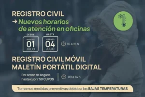Por bajas temperaturas, el Registro Civil modifica su horario de atención