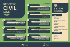 El Registro Civil Móvil anunció su cronograma para julio