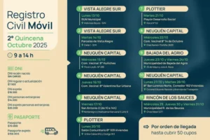 Cronograma del Registro Civil Móvil para la segunda quincena de octubre