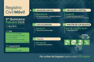 El Registro Civil Móvil confirmó el segundo cronograma de febrero