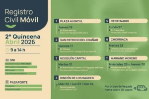 El Registro Civil Móvil presentó su cronograma para la segunda quincena de abril