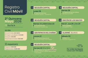 El Registro Civil Móvil ya tiene cronograma para la segunda quincena de mayo