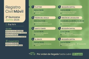 Difunden cronograma del Registro Civil Móvil para la segunda quincena de junio